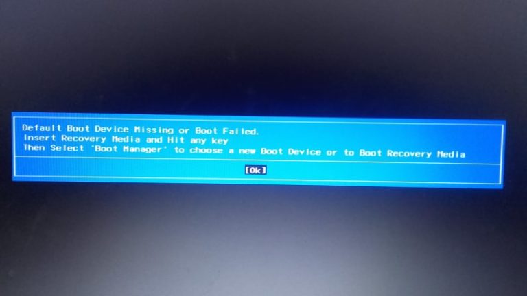 Default boot device missing or boot failed что делать acer aspire e1 572g